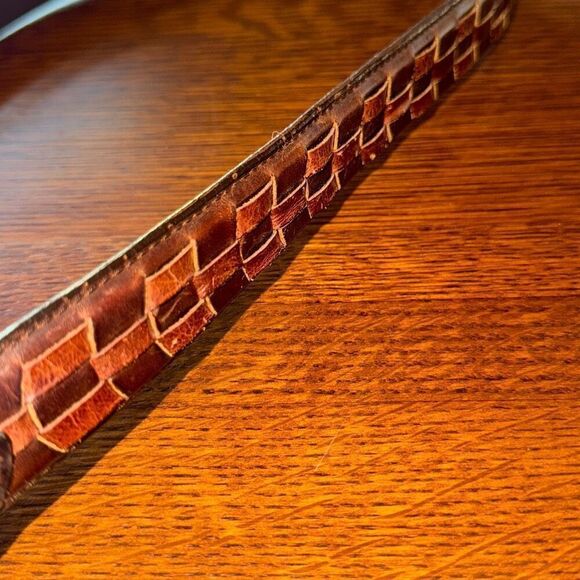 Vintage PGA Tour Men's Brown Top Grain Leather Belt Size 42 Silver Buckle - Picture 4 of 14